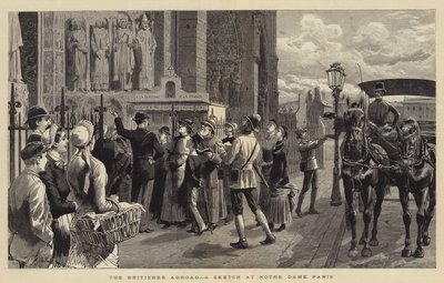 De Brit in het buitenland, een schets bij Notre Dame, Parijs door Adrien Emmanuel Marie